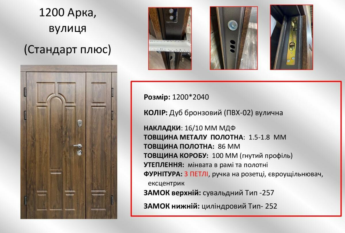 Вхідні двері REDFORT Стандарт+ "Арка вулиця" 1200 фото 3 | Соло Двері