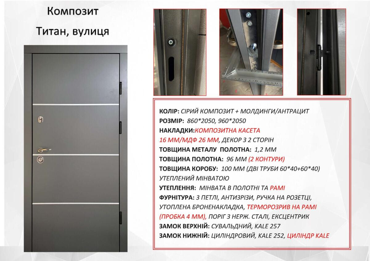 Входные двери REDFORT Композит  "Титан" улица фото 4 | Соло Дверь