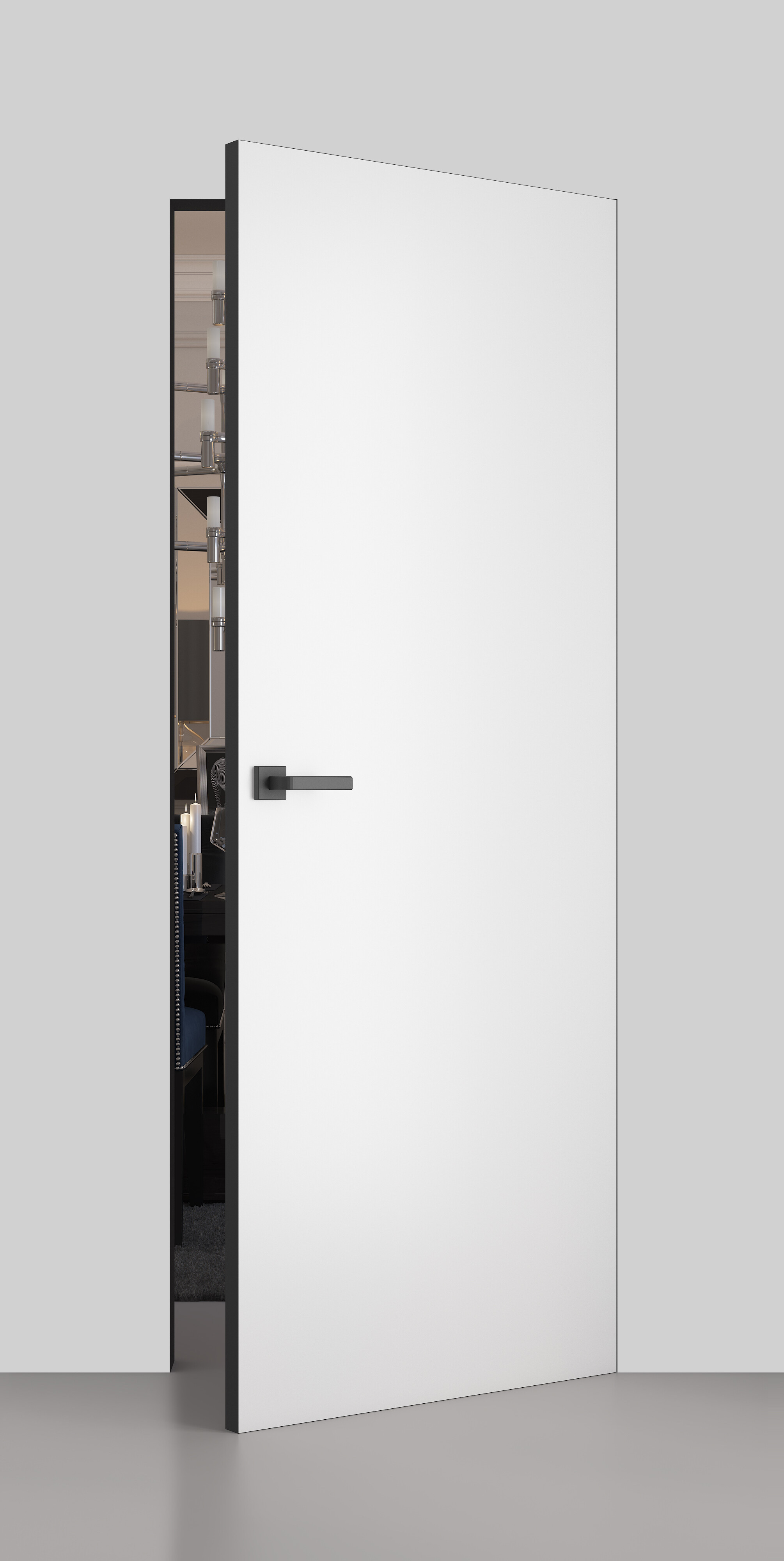 Двері міжкімнатні прихованого монтажу Папа Карло iDoors Prime-AL(Ч)  алюміній чорний фото 1 | Соло Двері